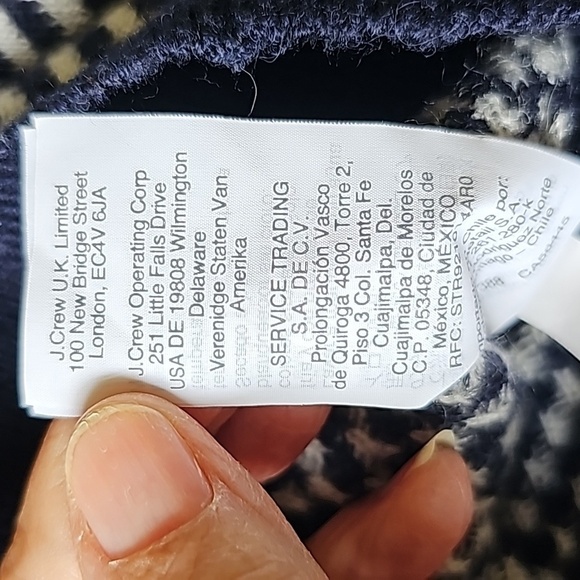 J.Crew women's pop over mock Turtleneck blue & white geometric print size medium - Picture 8 of 9